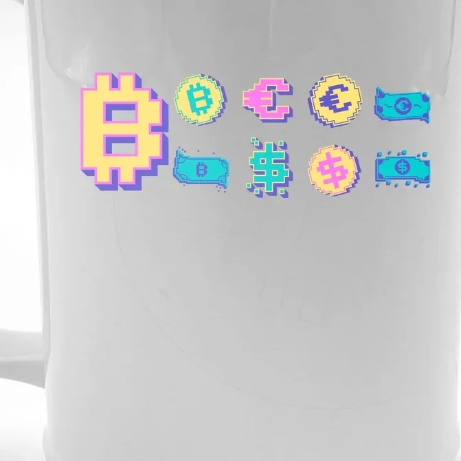 Bitcoin Pixelated Front & Back Beer Stein