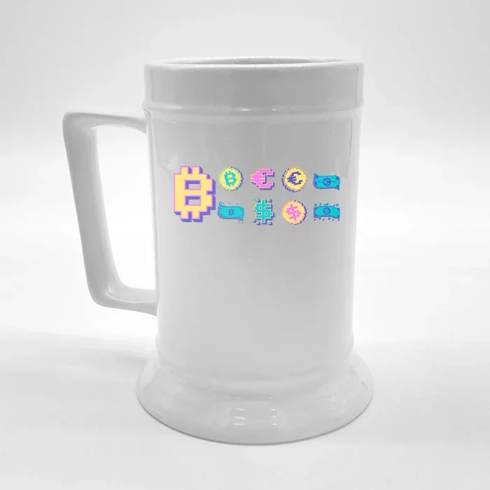 Bitcoin Pixelated Front & Back Beer Stein