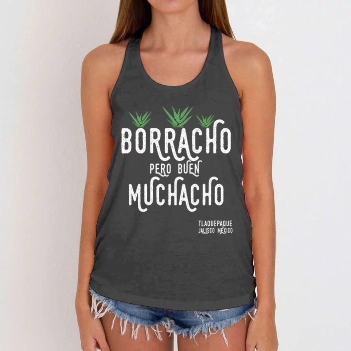 Borracho Pero Buen Muchacho Mexico Saying Women's Knotted Racerback Tank