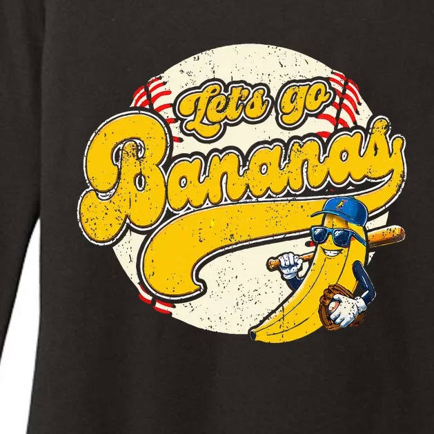 Banana Playing Baseball Team Player Game Day Womens CVC Long Sleeve Shirt