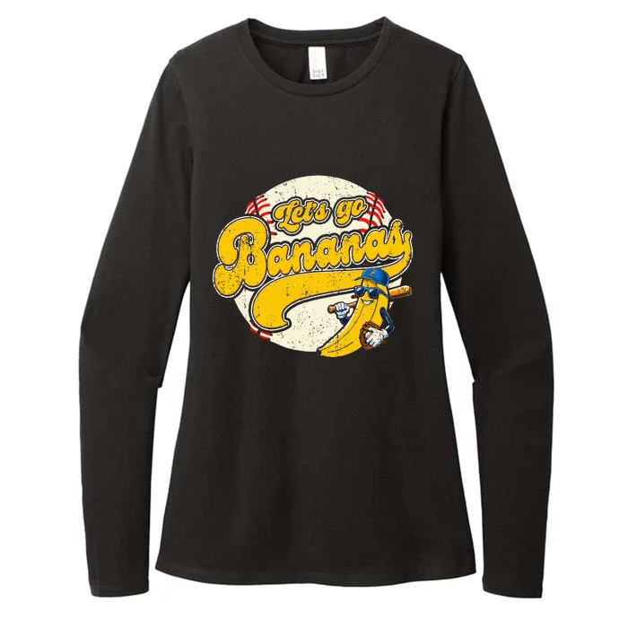 Banana Playing Baseball Team Player Game Day Womens CVC Long Sleeve Shirt