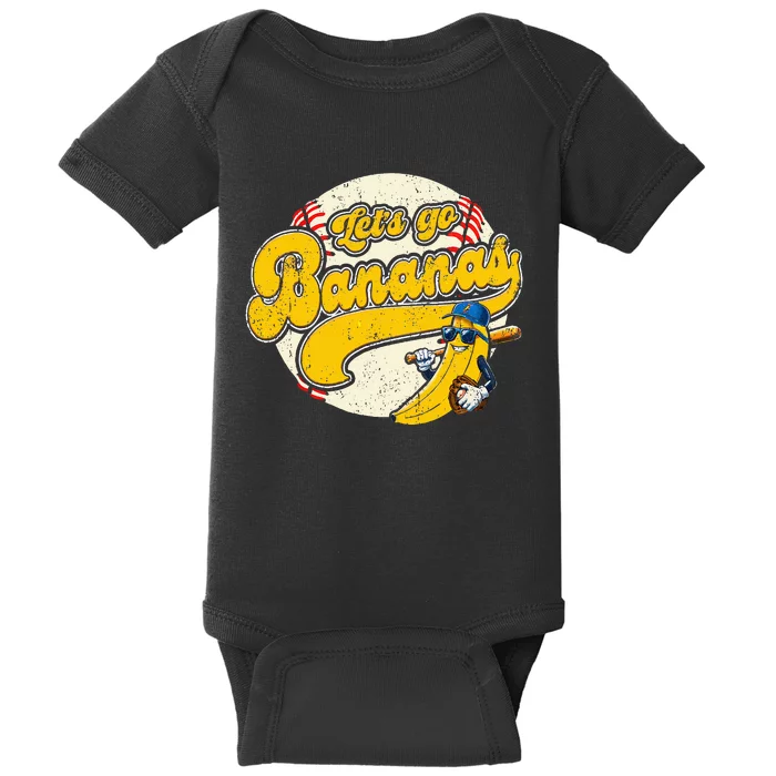 Banana Playing Baseball Team Player Game Day Baby Bodysuit