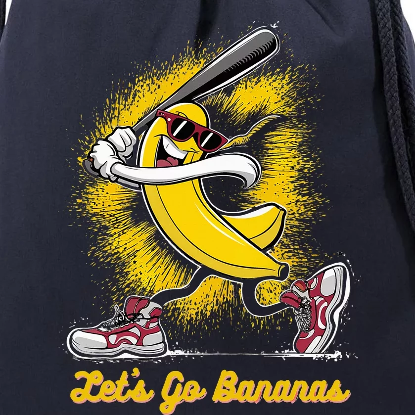 Banana Playing Baseball Fruit Lover Drawstring Bag