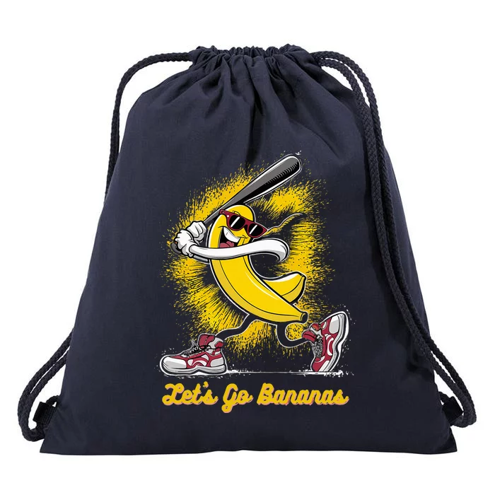 Banana Playing Baseball Fruit Lover Drawstring Bag