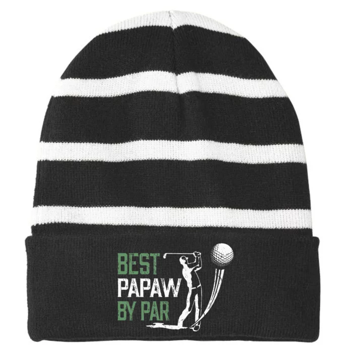 Best Papaw By Par Fathers Day Gifts Golf Lover Striped Beanie with Solid Band