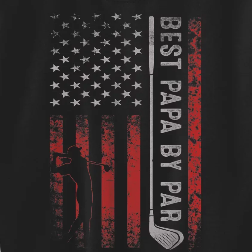 Best Papa By Par American Flag Golf Patriotic Golfer Kids Sweatshirt