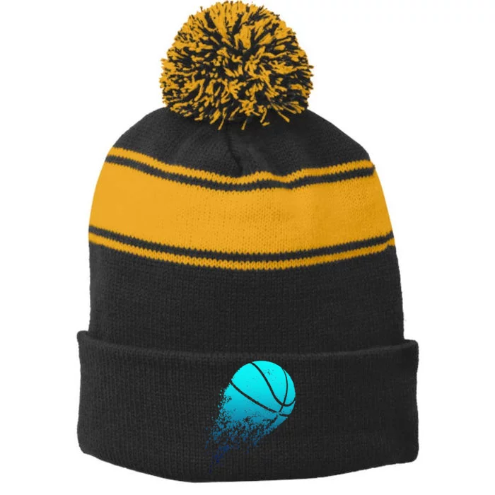 Basketball Player Bball Coach Fan Baller Sports Stripe Pom Pom Beanie