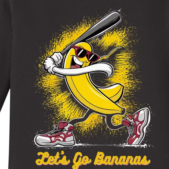 Banana Playing Baseball Fruit Love Baby Long Sleeve Bodysuit