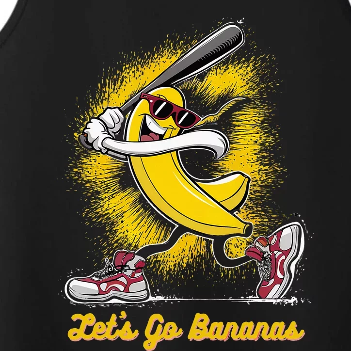 Banana Playing Baseball Fruit Love Performance Tank