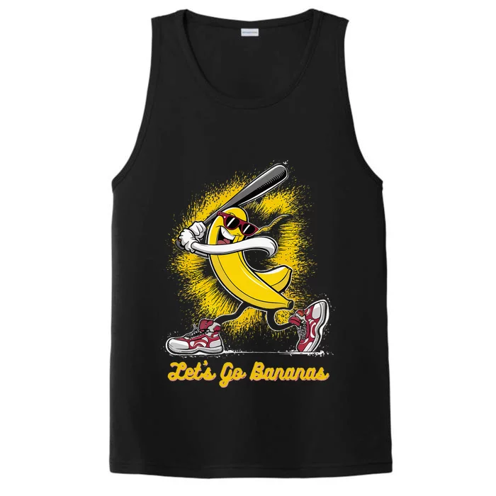 Banana Playing Baseball Fruit Love Performance Tank