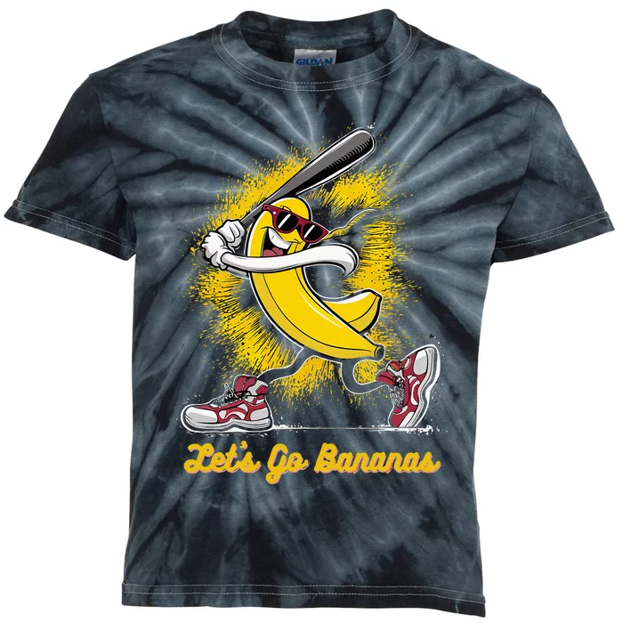 Banana Playing Baseball Fruit Love Kids Tie-Dye T-Shirt