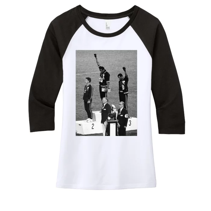 Black Power Black Fist 1968 Olympics Women's Tri-Blend 3/4-Sleeve Raglan Shirt