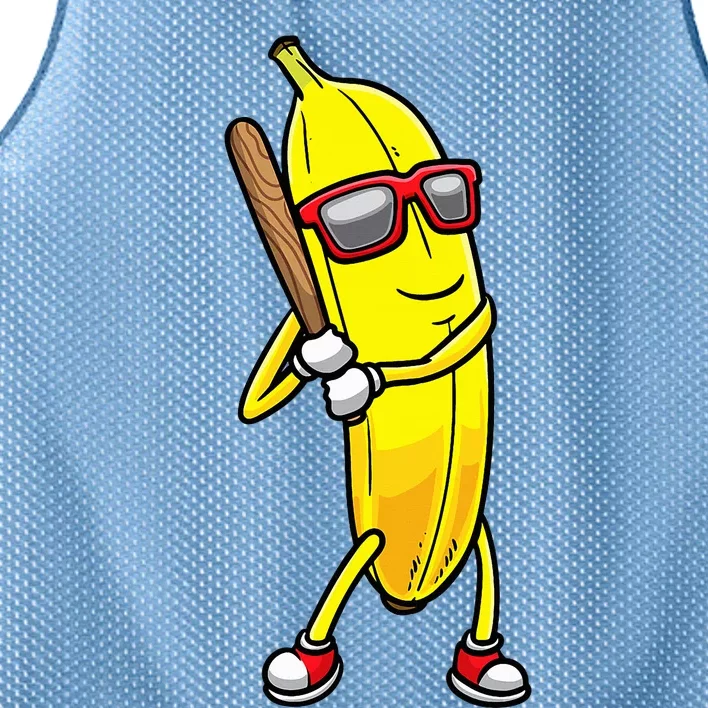 Banana Playing Baseball Fruit Lover Mesh Reversible Basketball Jersey Tank