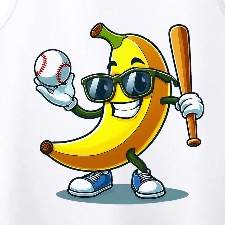 Banana Playing Baseball Fruit Lover Baseball Player Performance Tank