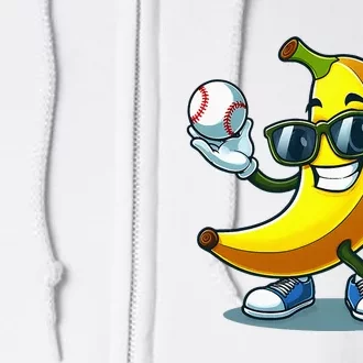 Banana Playing Baseball Fruit Lover Baseball Player Full Zip Hoodie