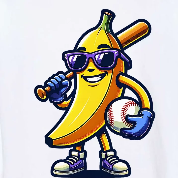 Banana Playing Baseball Fruit Lover Garment-Dyed Sweatshirt