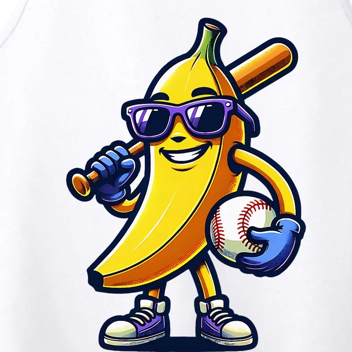 Banana Playing Baseball Fruit Lover Performance Tank