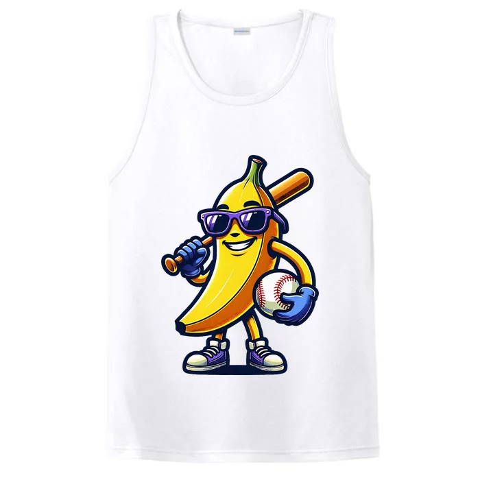 Banana Playing Baseball Fruit Lover Performance Tank