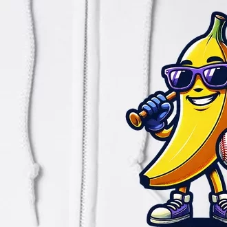 Banana Playing Baseball Fruit Lover Full Zip Hoodie