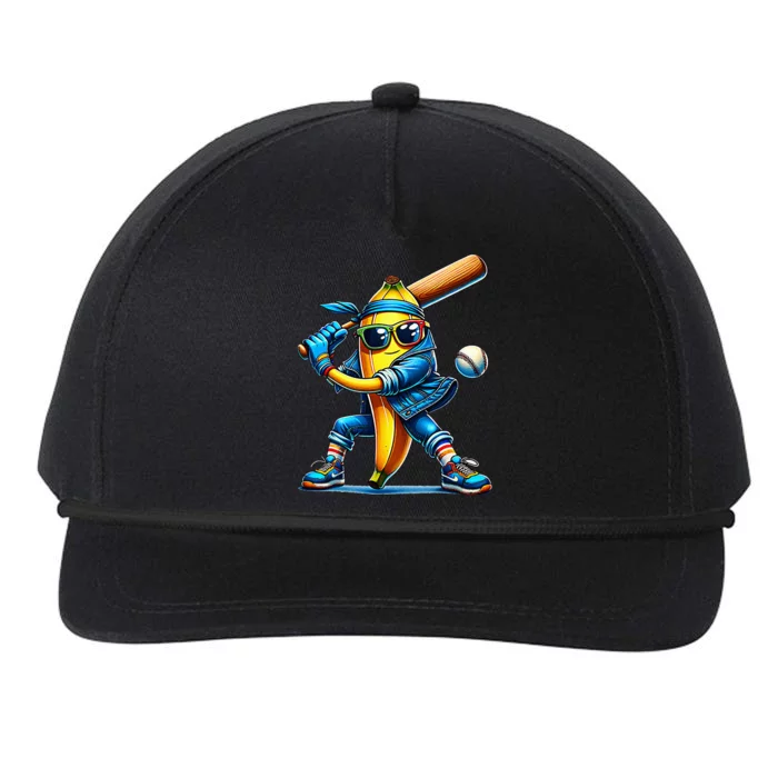 Banana Playing Baseball Fruit Lover Baseball Player Snapback Five-Panel Rope Hat