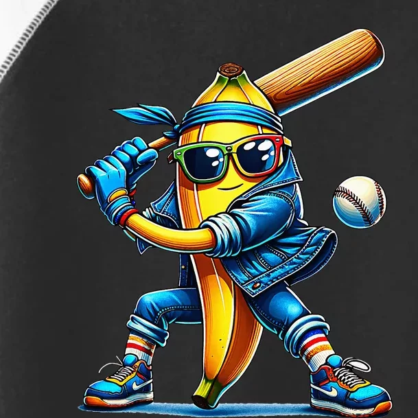 Banana Playing Baseball Fruit Lover Baseball Player Toddler Fine Jersey T-Shirt