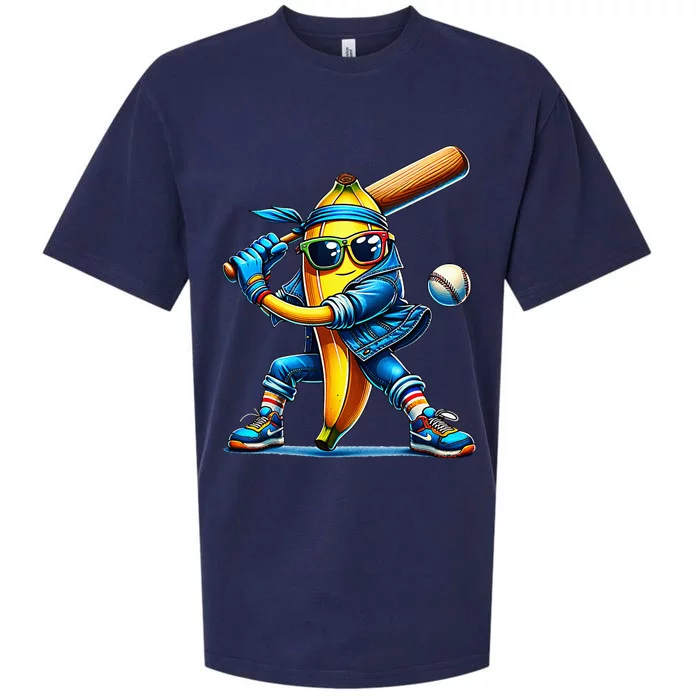 Banana Playing Baseball Fruit Lover Baseball Player Sueded Cloud Jersey T-Shirt