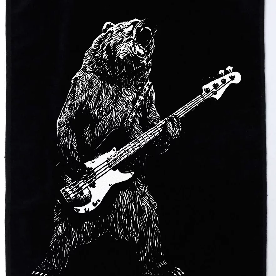 Bear Playing Bass Guitar For Men Animal Playing Guitar Platinum Collection Golf Towel