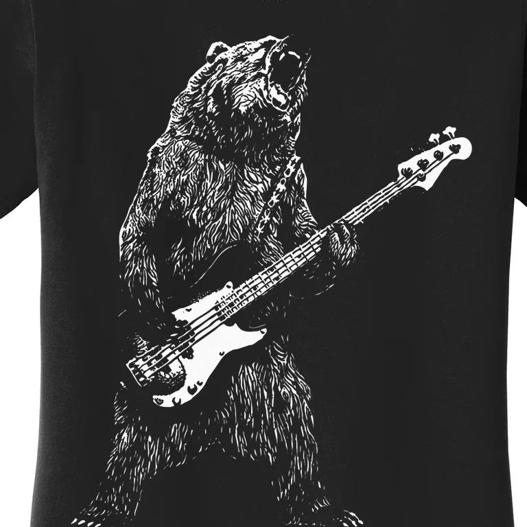 Bear Playing Bass Guitar For Men Animal Playing Guitar Women's T-Shirt