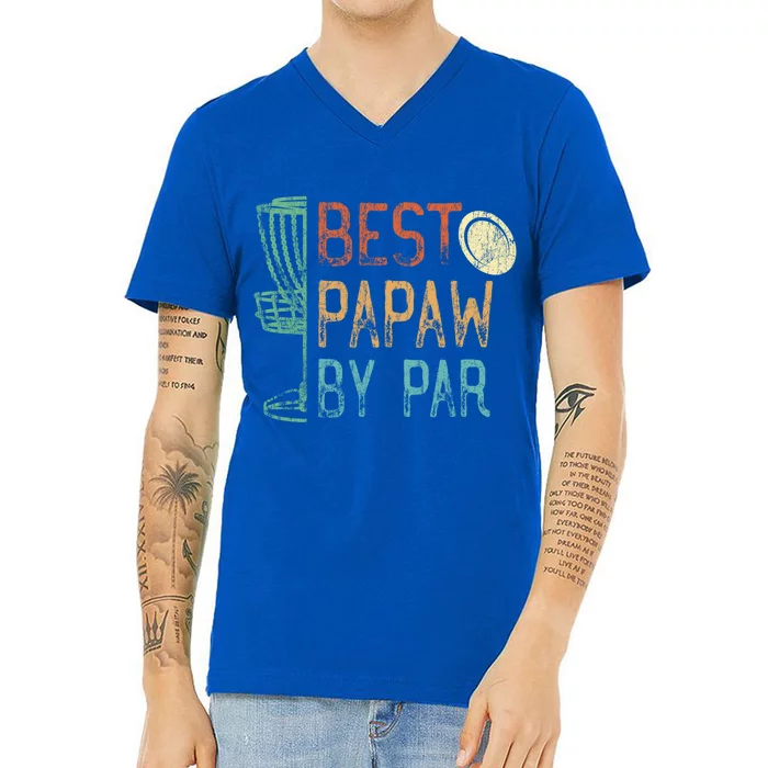 Best Papaw By Par Grandpa Disc Golf Design Dad Disk Golfing Cute Gift V-Neck T-Shirt