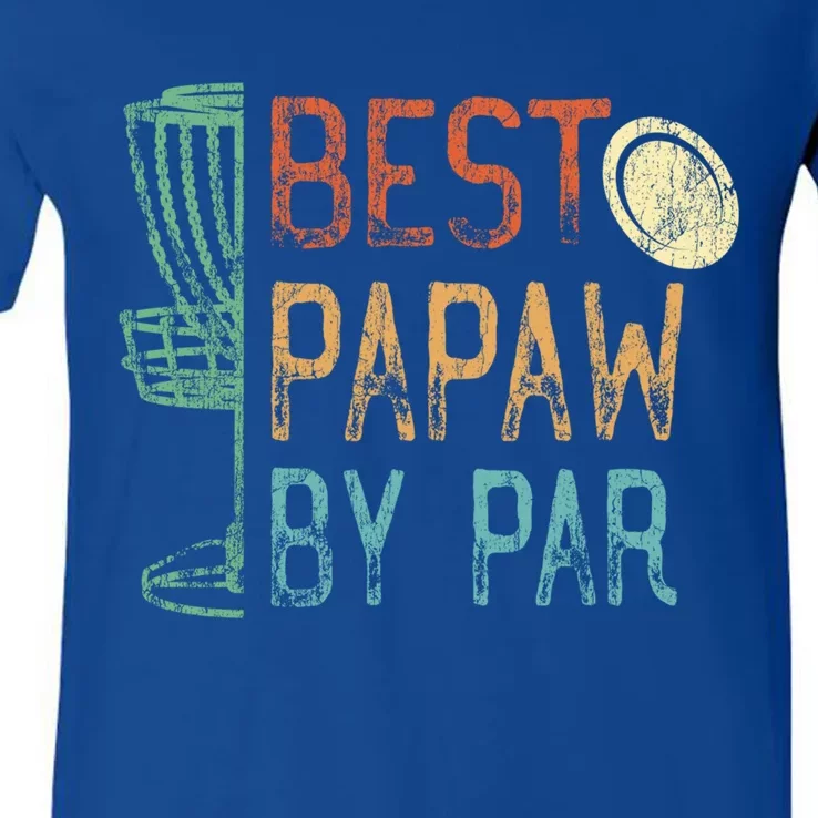 Best Papaw By Par Grandpa Disc Golf Design Dad Disk Golfing Cute Gift V-Neck T-Shirt