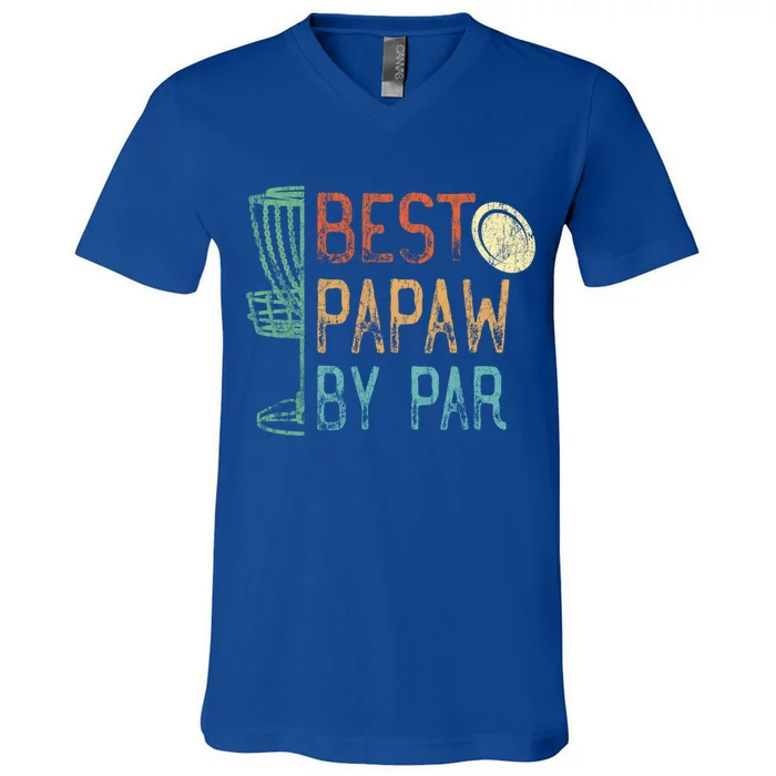 Best Papaw By Par Grandpa Disc Golf Design Dad Disk Golfing Cute Gift V-Neck T-Shirt