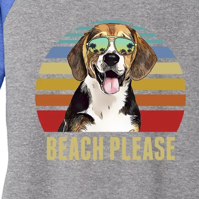 Beach Please Beagle Dog Funny Summer Gift Women's Tri-Blend 3/4-Sleeve Raglan Shirt