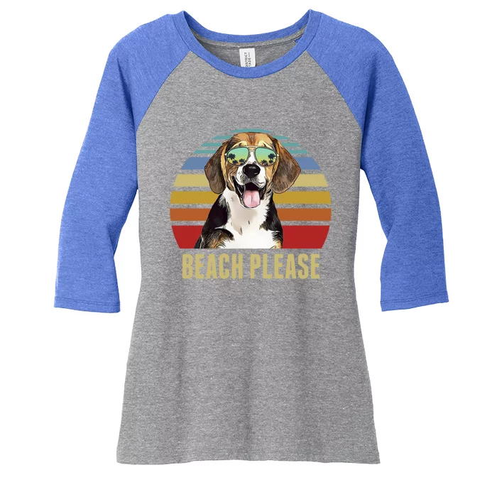 Beach Please Beagle Dog Funny Summer Gift Women's Tri-Blend 3/4-Sleeve Raglan Shirt