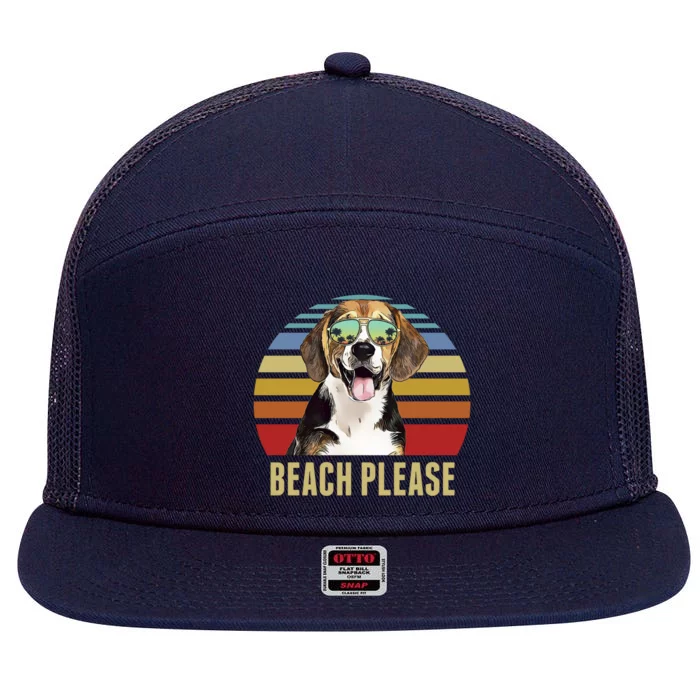 Beach Please Beagle Dog Funny Summer Gift 7 Panel Mesh Trucker Snapback Hat