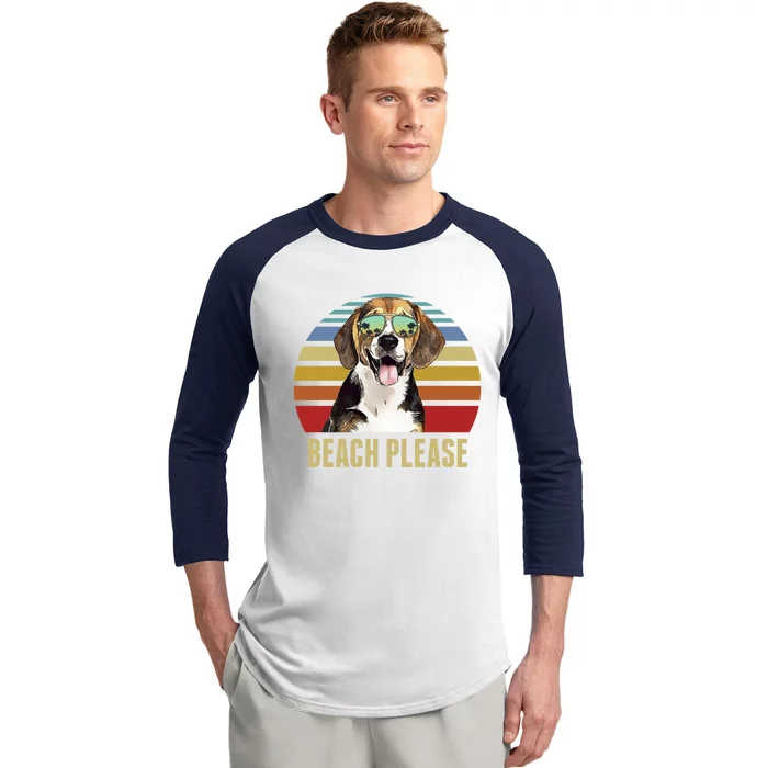 Beach Please Beagle Dog Funny Summer Gift Baseball Sleeve Shirt