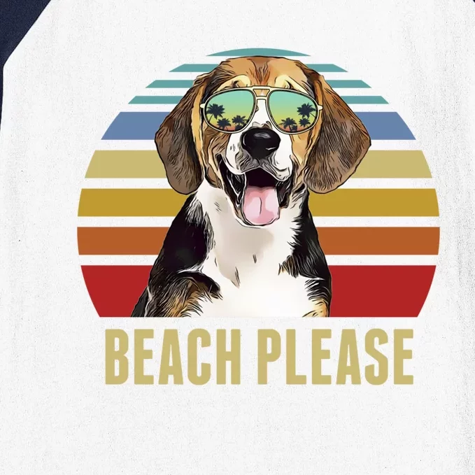 Beach Please Beagle Dog Funny Summer Gift Baseball Sleeve Shirt