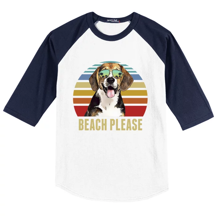 Beach Please Beagle Dog Funny Summer Gift Baseball Sleeve Shirt