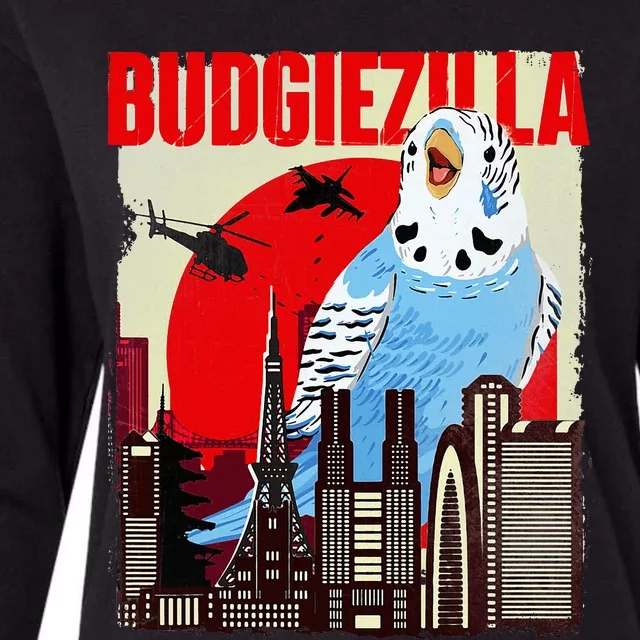 Budgiezilla Parakeet Budgie Budgerigar Bird Lover Womens Cotton Relaxed Long Sleeve T-Shirt