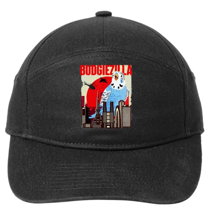 Budgiezilla Parakeet Budgie Budgerigar Bird Lover 7-Panel Snapback Hat