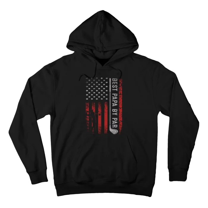 Best Papa By Par American Flag Golf Patriotic Golfer Long Hoodie