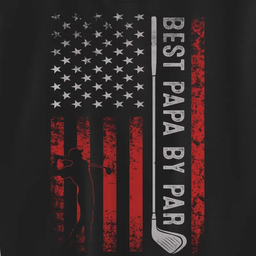 Best Papa By Par American Flag Golf Patriotic Golfer Long Kids Sweatshirt