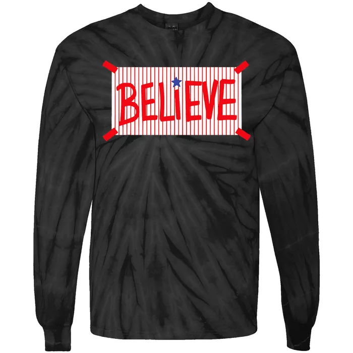 Believe Philadelphia Baseball Player Tie-Dye Long Sleeve Shirt