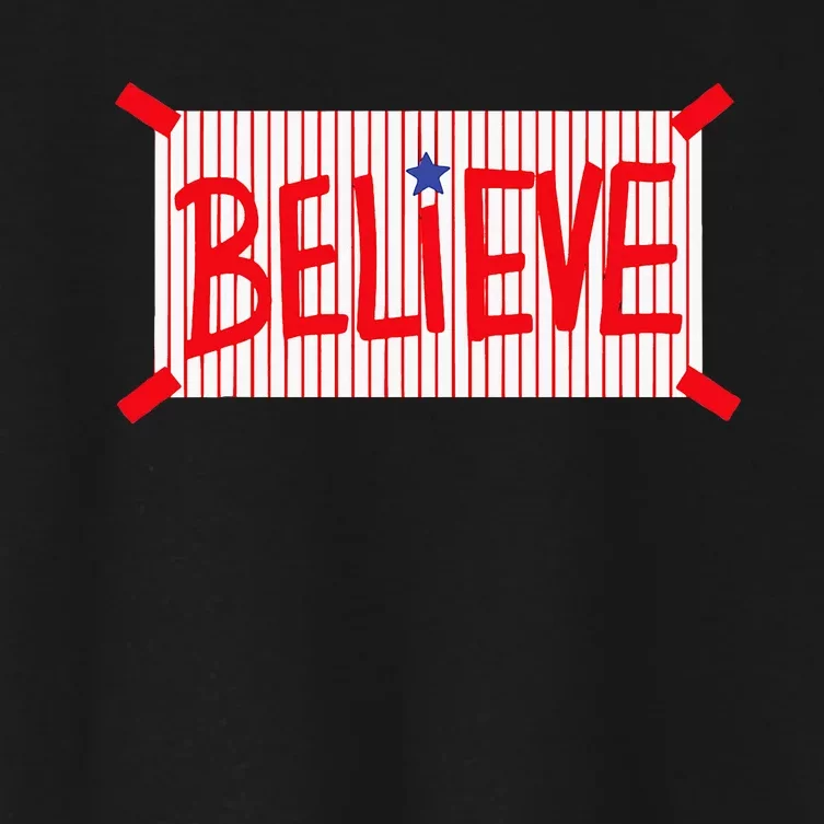 Believe Philadelphia Baseball Player Women's Crop Top Tee