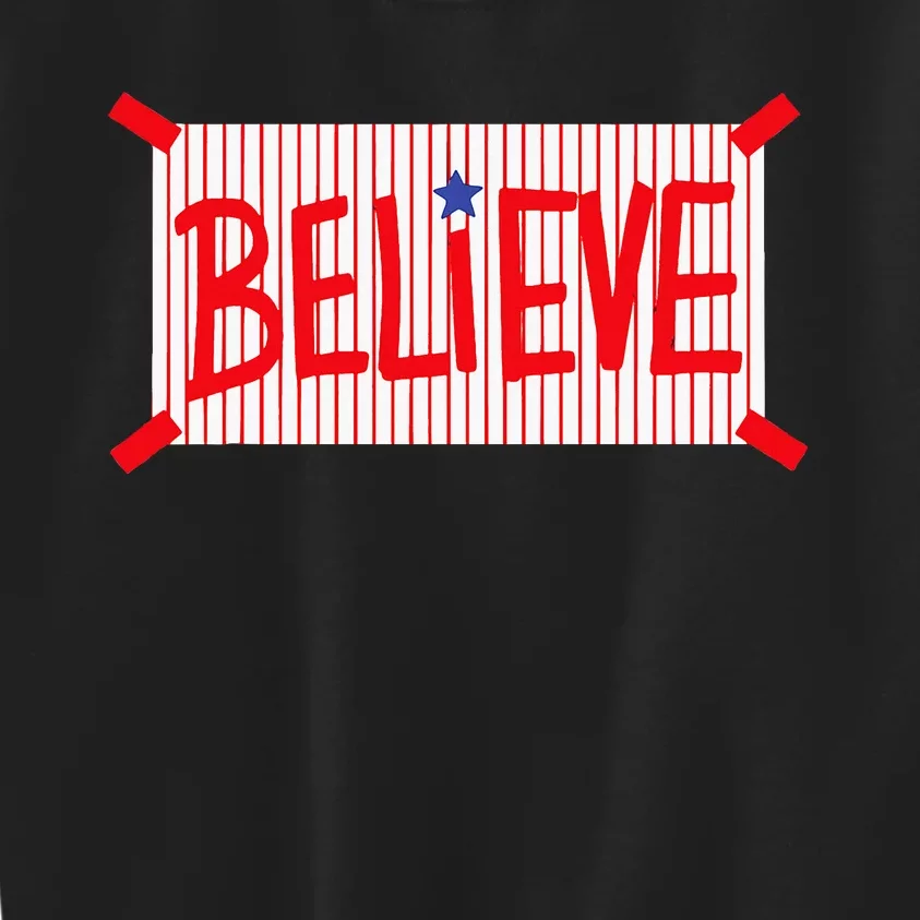 Believe Philadelphia Baseball Player Kids Sweatshirt