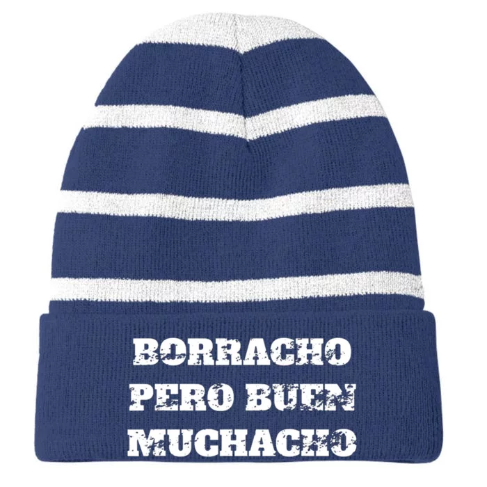 Borracho Pero Buen Muchacho Striped Beanie with Solid Band