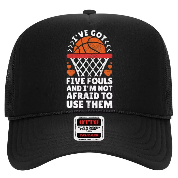 Basketball Player Boy Girl Basketball Lover Funny Basketball High Crown Mesh Trucker Hat