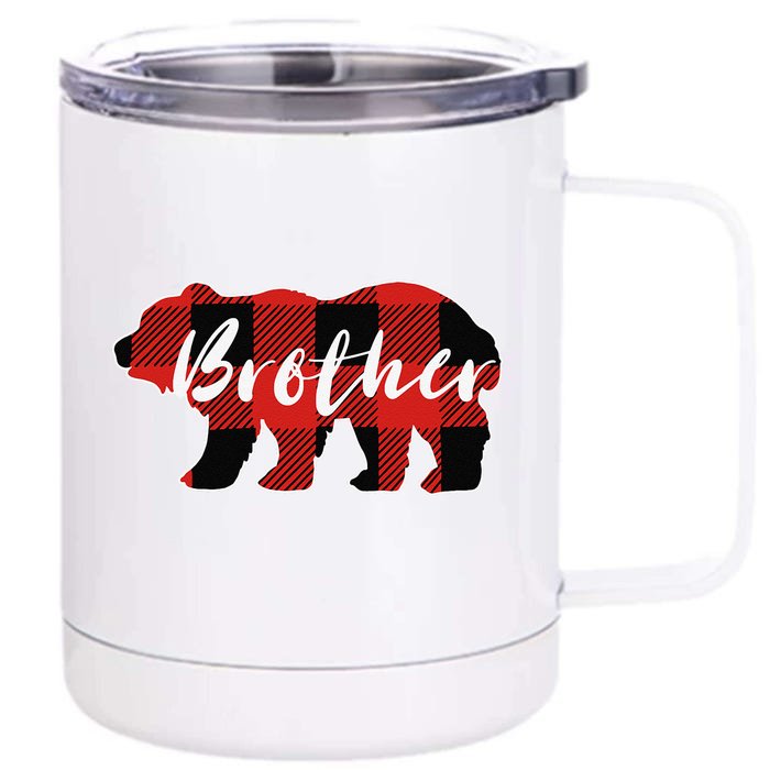 Buffalo Plaid Brother Bear Fathers Day Gifts Front & Back 12oz Stainless Steel Tumbler Cup