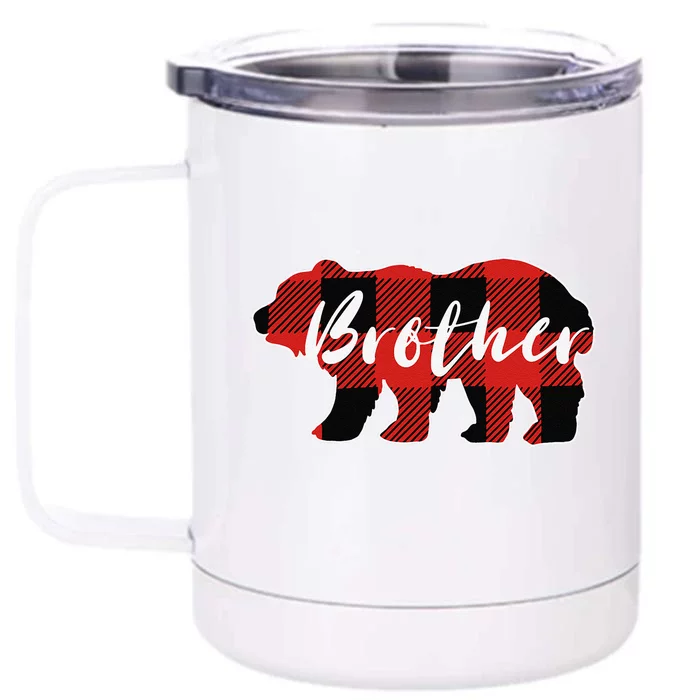 Buffalo Plaid Brother Bear Fathers Day Gifts Front & Back 12oz Stainless Steel Tumbler Cup