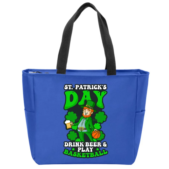 Beer Play Basketball Design St Patricks Basketball Gift Zip Tote Bag