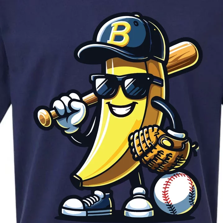 Banana Playing Baseball Fruit Lover Baseball Player Sueded Cloud Jersey T-Shirt